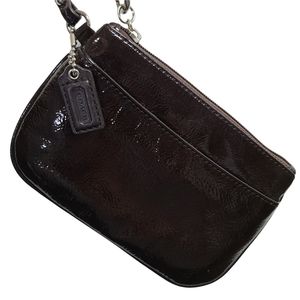 Coach Brown Patent Leather Coin Wristlet